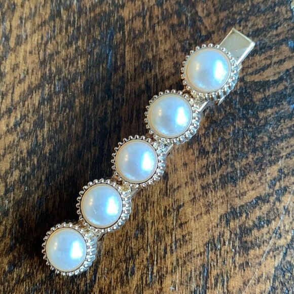 Set of 5 Pearl and Rhinestone Hair Clips - Starfish Scissors Feather Design - Picture 12 of 12